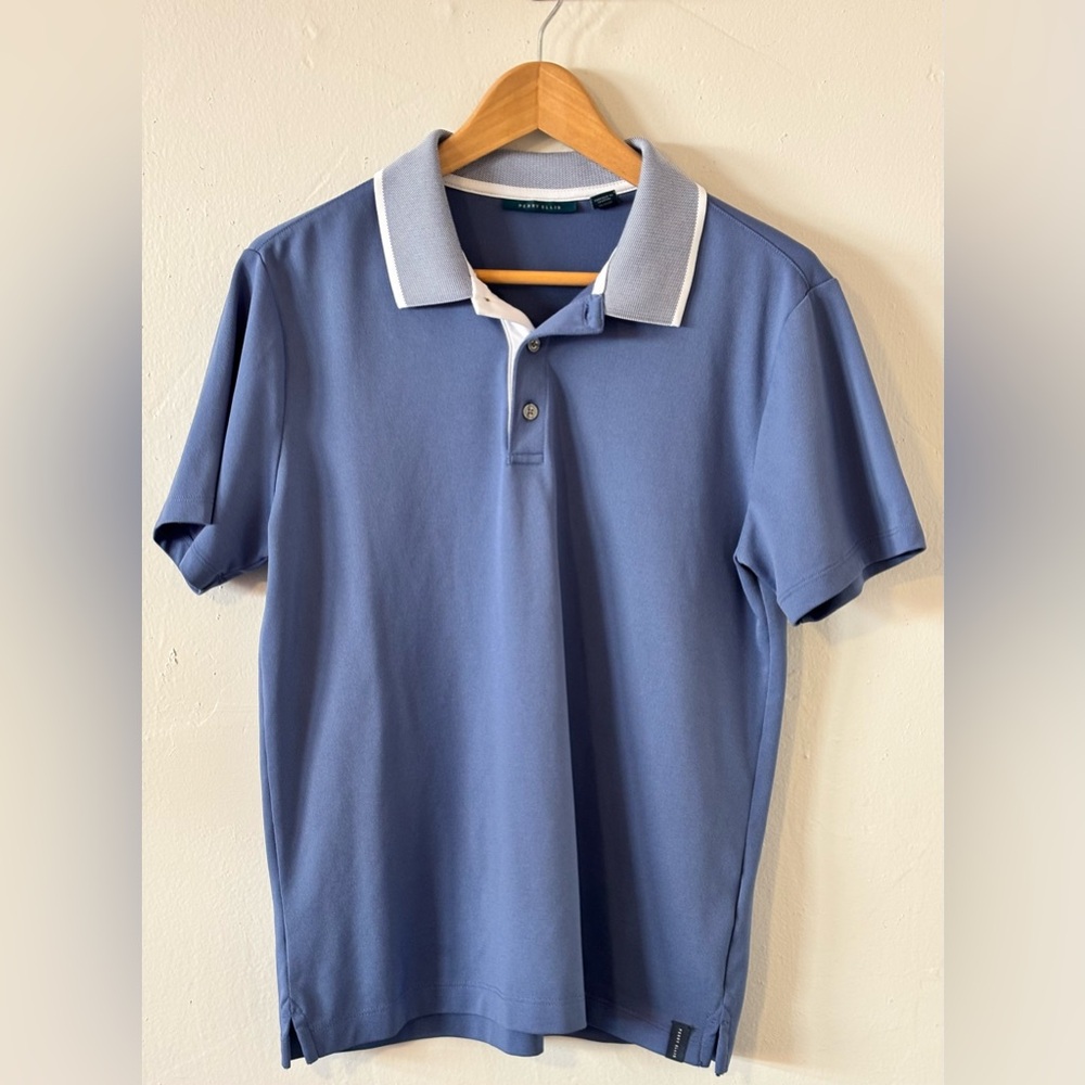 🌸 Perry Ellis Blue Short-Sleeve Polo Shirt Men’s Size Small